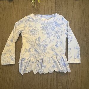 NWOT RuffleButts Periwinkle Butterfly Garden Scallop Hem Long Sleeve Rash Guard